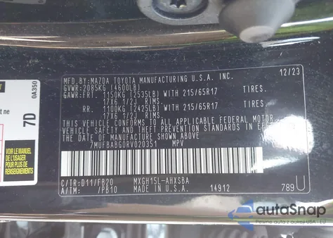 2024 Toyota Corolla Cross Hybrid Se from USA, damaged, VIN 7MUFBABG0RV020351